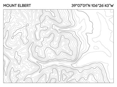 This map features Mount Elbert s elevation through intricate contour lines, providing a clear representation of its topography. The coordinates are marked, making it a valuable resource for clipart