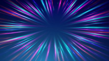 Uzay warp hızı çizgisi soyut arkaplan. Açık mavi neon patlamalı komik efekt. Ai serisi ışın hiperuzay veri tüneli, aksiyon 3d vektör bg, anime flash yakınlaştırma etkisi.