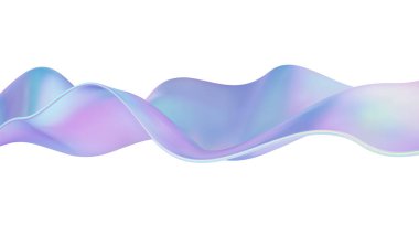 Beyaz zemin üzerinde yumuşak 3 boyutlu deseni olan pürüzsüz akıcı gradyan dizaynlı Pastel yanardöner dalga