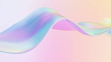 Yumuşak mor arkaplanda 3 boyutlu akış eğrisi olan canlı pastel dalga.