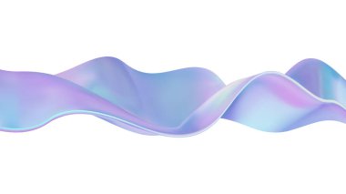 Beyaz zemin üzerinde pürüzsüz akış tasarımı olan Pastel gradyan renkte parlak soyut dalga şekli