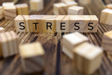 Stres. Tahta bloklardan harflerle gelen bir söz. Zor bir durumdan kaynaklanan büyük endişe.