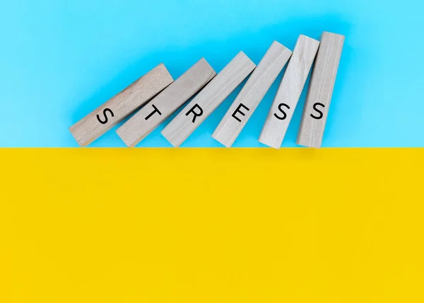 Stress Wort Aus Holzklötzen Mit Buchstaben Große Sorge Verursacht Durch — Stockfoto