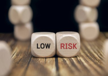 RISK - the inscription on wooden cubes