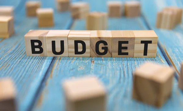 stock image Budget. The cubes form the word Budget. Budget word concept - money, finance, investment and business