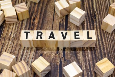 New year 2023 travel goal and planning concept. Wooden blocks