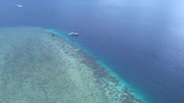 Mercan resifleriyle çevrili Tropikal Samalona Adası Drone Görüntüleri