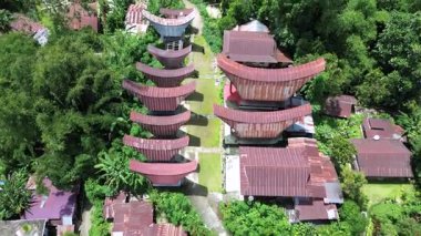 Tana Toraja, Endonezya 'daki Geleneksel Tongkonan Evlerinin Hava Görüntüsü