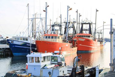 Limandaki tersaneye yanaşan balıkçı tekneleri 