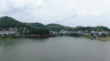 Çin 'in Hangzhou ilçesindeki kırsal bölge manzarası. Yüksek kalite 4k görüntü