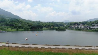 Çin 'in Hangzhou ilçesindeki kırsal bölge manzarası. Yüksek kalite 4k görüntü