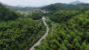 Çin 'in Hangzhou ilçesindeki kırsal bölge manzarası. Yüksek kalite 4k görüntü