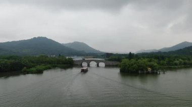 Xianghu Gölü Hangzhou Çin 'in doğal manzarası. Yüksek kalite 4k görüntü