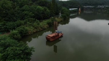 Xianghu Gölü Hangzhou Çin 'in doğal manzarası. Yüksek kalite 4k görüntü