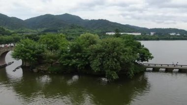 Xianghu Gölü Hangzhou Çin 'in doğal manzarası. Yüksek kalite 4k görüntü