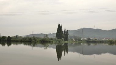 Bataklıklarda kayıkla gezerken görülen manzara, Shaoxing Zhejiang China. Yüksek kalite 4k görüntü