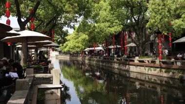 Wuxi Jiangxu Çin 'deki Huishan eski kasabasının manzarası. Yüksek kalite 4k görüntü