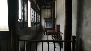 Hangzhou 'daki Hu Xueyan' ın eski konutunda geleneksel Çin mimarisi. Yüksek kalite 4k görüntü