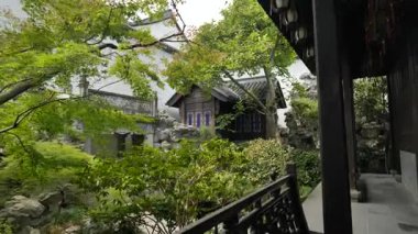 Hangzhou 'daki Hu Xueyan' ın eski konutunda geleneksel Çin mimarisi. Yüksek kalite 4k görüntü