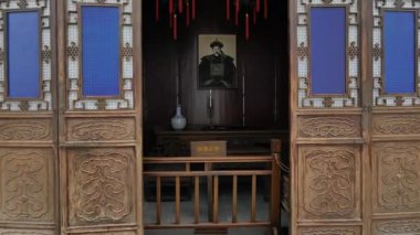 Hangzhou 'daki Hu Xueyan' ın eski konutunda geleneksel Çin mimarisi. Yüksek kalite 4k görüntü