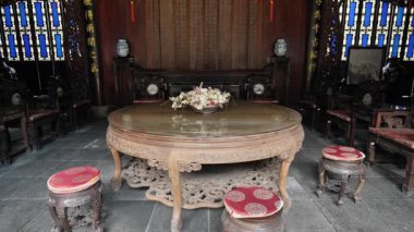 Hangzhou 'daki Hu Xueyan' ın eski konutunda geleneksel Çin mimarisi. Yüksek kalite 4k görüntü