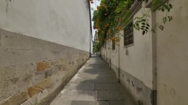 Hangzhou 'daki Hu Xueyan' ın eski konutunda geleneksel Çin mimarisi. Yüksek kalite 4k görüntü