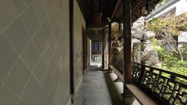 Hangzhou 'daki Hu Xueyan' ın eski konutunda geleneksel Çin mimarisi. Yüksek kalite 4k görüntü