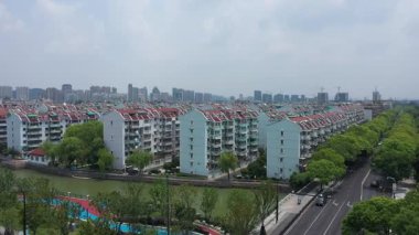 Qianjiang Hava Sahnesi Yeni Şehir, Hangzhou, Zhejiang Eyaleti, Çin. Yüksek kalite 4k görüntü