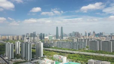 Çin 'deki Hangzhou Spor Salonu' nun havadan görünüşü. Yüksek kalite 4k görüntü
