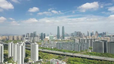 Çin 'deki Hangzhou Spor Salonu' nun havadan görünüşü. Yüksek kalite 4k görüntü