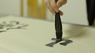 Çin kaligrafisinin yakın çekimi. Yüksek kalite 4k görüntü