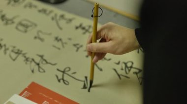 Çin kaligrafisinin yakın çekimi. Yüksek kalite 4k görüntü