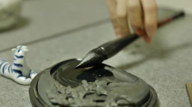 Çin kaligrafisinin yakın çekimi. Yüksek kalite 4k görüntü