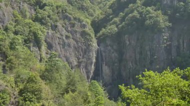 Nanxi Nehri 'nin Wenzhou, Zhejiang, Çin' deki turistik bölgesinde yürürken doğal manzara. Yüksek kalite 4k görüntü