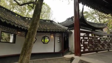 Şangay Yu Bahçesi 'ndeki doğal ve kültürel manzaralar. Yüksek kalite 4k görüntü