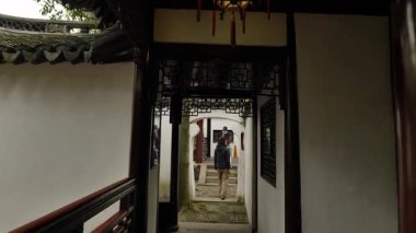 Şangay Yu Bahçesi 'ndeki doğal ve kültürel manzaralar. Yüksek kalite 4k görüntü