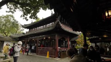 Şangay Yu Bahçesi 'ndeki doğal ve kültürel manzaralar. Yüksek kalite 4k görüntü