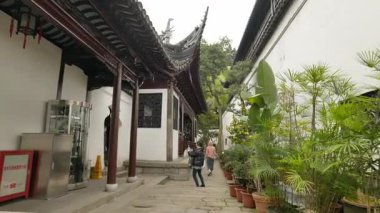 Şangay Yu Bahçesi 'ndeki doğal ve kültürel manzaralar. Yüksek kalite 4k görüntü