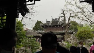 Şangay Yu Bahçesi 'ndeki doğal ve kültürel manzaralar. Yüksek kalite 4k görüntü