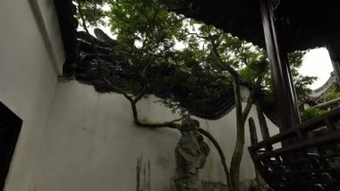 Şangay Yu Bahçesi 'ndeki doğal ve kültürel manzaralar. Yüksek kalite 4k görüntü