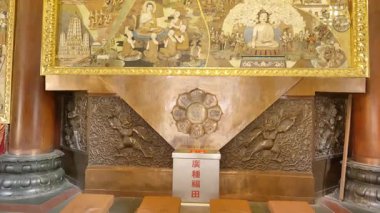 Jingan Tapınağı, Şangay 'daki mimari manzara. Yüksek kalite 4k görüntü