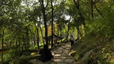 Natural and cultural scenery when walking in tianping mountain, suzhou, China. High quality 4k footage