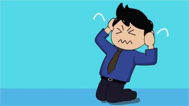 Sıkışık teslim tarihlerinin baskısı altında ezilmiş bir ofis çalışanı ve işyeri stresi ve tükenmişliğini gösteren talepkar bir patron..