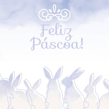 Carto minimalista de Feliz Pscoa tonlarca pastis azulado