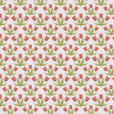 Pembe mercan zemin üzerinde lalelerin çizimi