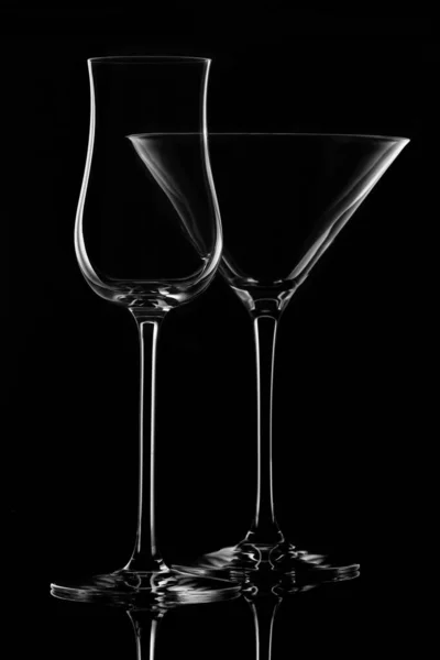 Empty glass wine glass on a black background