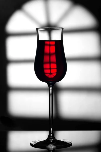 Glass of wine on a black and white background