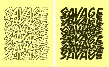 Vahşi slogan t-shirt bir dizi harf, ve kelime vektör çizimleri