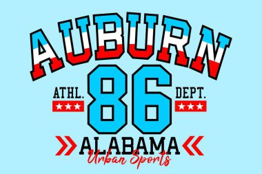 Auburn Alabama eski üniversite vektör illüstrasyonu spor geçmişi