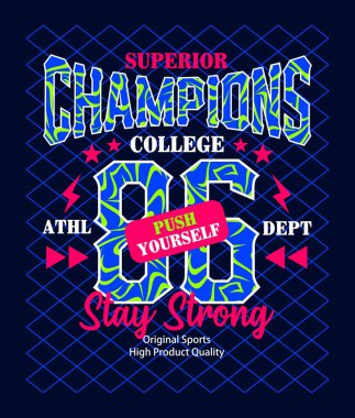 Şampiyonların tişört baskısı. vektör illüstrasyonu.